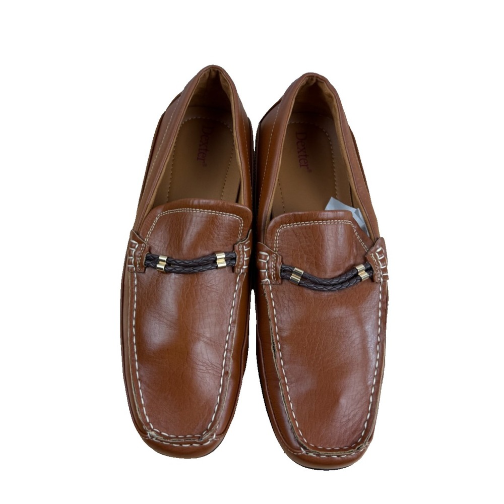 Dexter Mens Cognac Braided Strap Moc Toe Slip On Driving Loafers Shoes 11M NEW